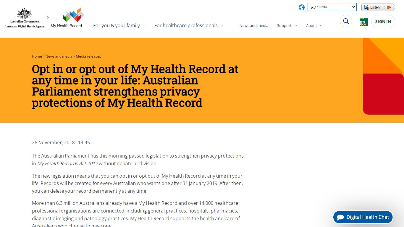 Opt in or opt out of My Health Record at any time in your life ...