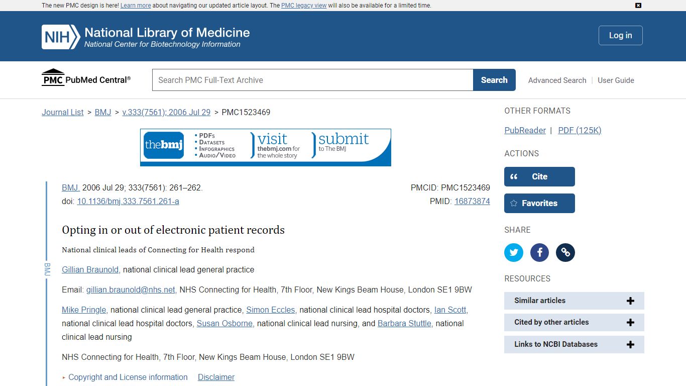 Opting in or out of electronic patient records - PubMed Central (PMC)